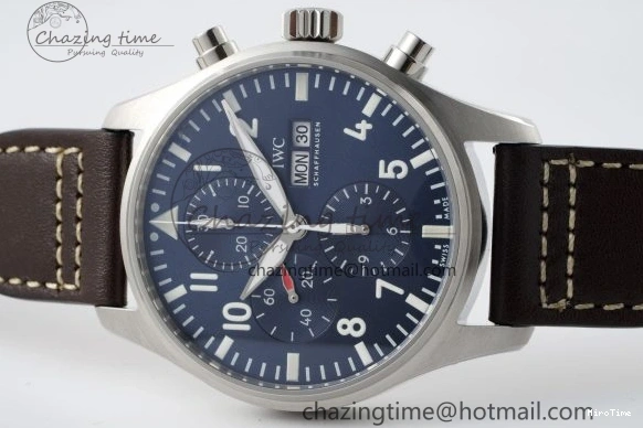 MIROTIME 0524 Pilot Chrono SS AZF 1:1 Best Edition Blue Dial on Brown Leather Strap A TimelessDesign 7060